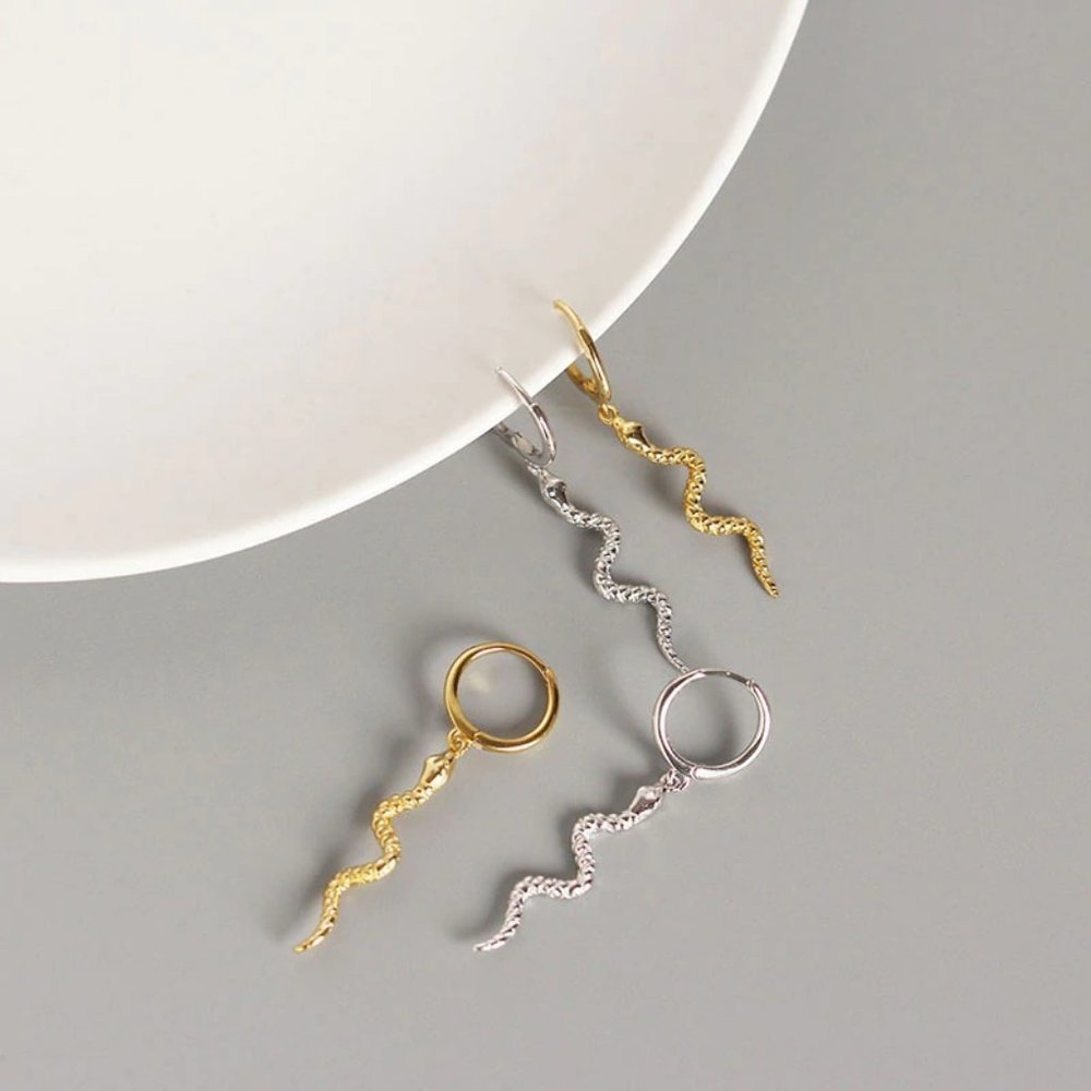 *NEW 925 Sterling Silver Swirl Drop Hoop Earrings - Picture 10 of 10